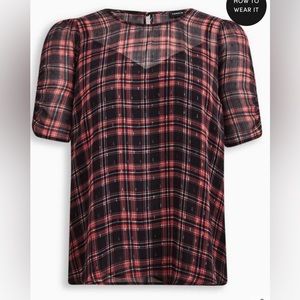 Torrid Chiffon Lurex Ruched Sleeve Blouse Size 2X